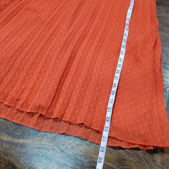 Nanette Pleta Cup Split Neck Three Quarter Sleeve Dot Print Dress Orange Size 6 - Picture 10 of 12